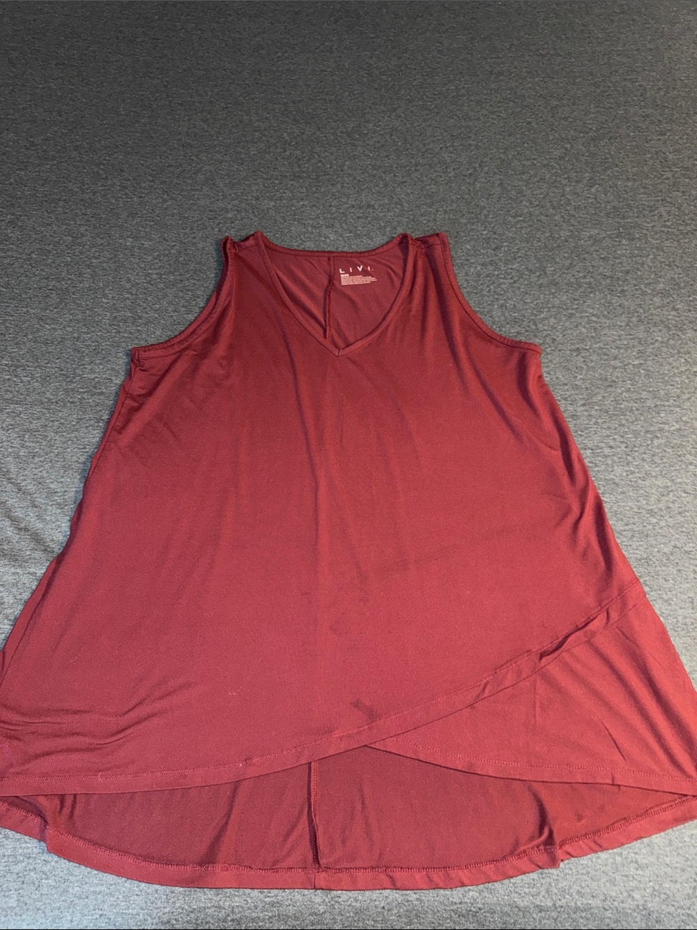 Livi Active Sleeveless V-Neck Tank Top - Burgundy